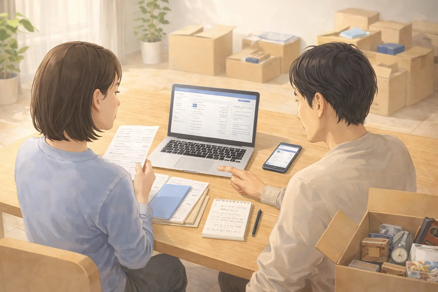 実家の片付け全体を整理しながら相談先を検討している様子