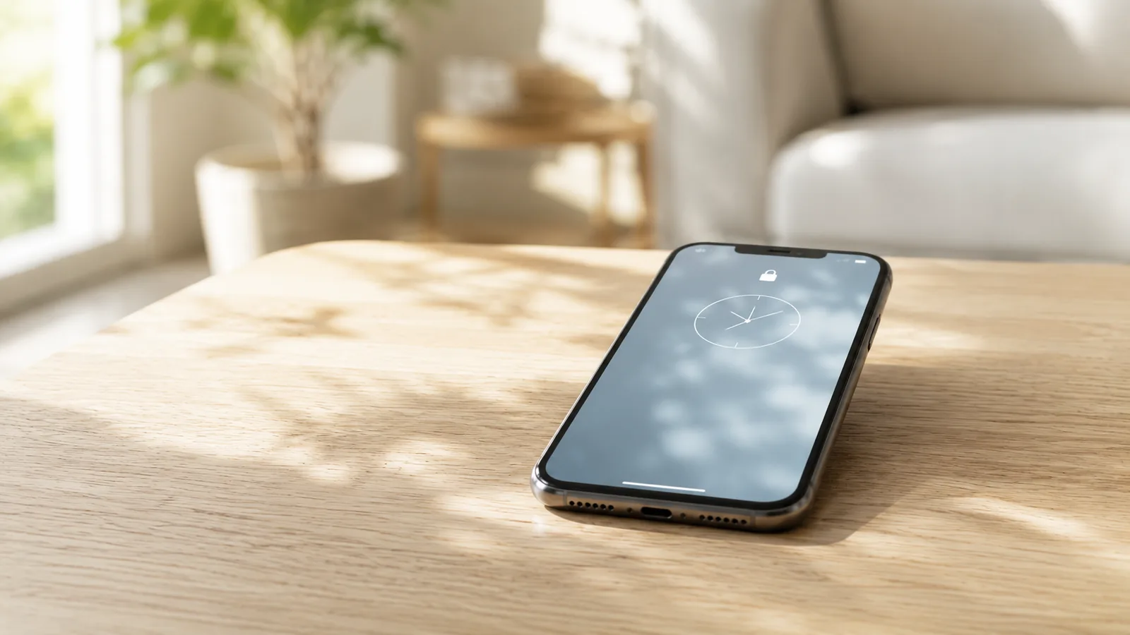 テーブルの上のスマホのロック画面——5つの引っ越し先を守る、たった一つの鍵